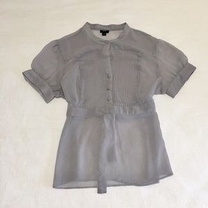 🌻 Mossimo Sheer Gray Blouse Large Size